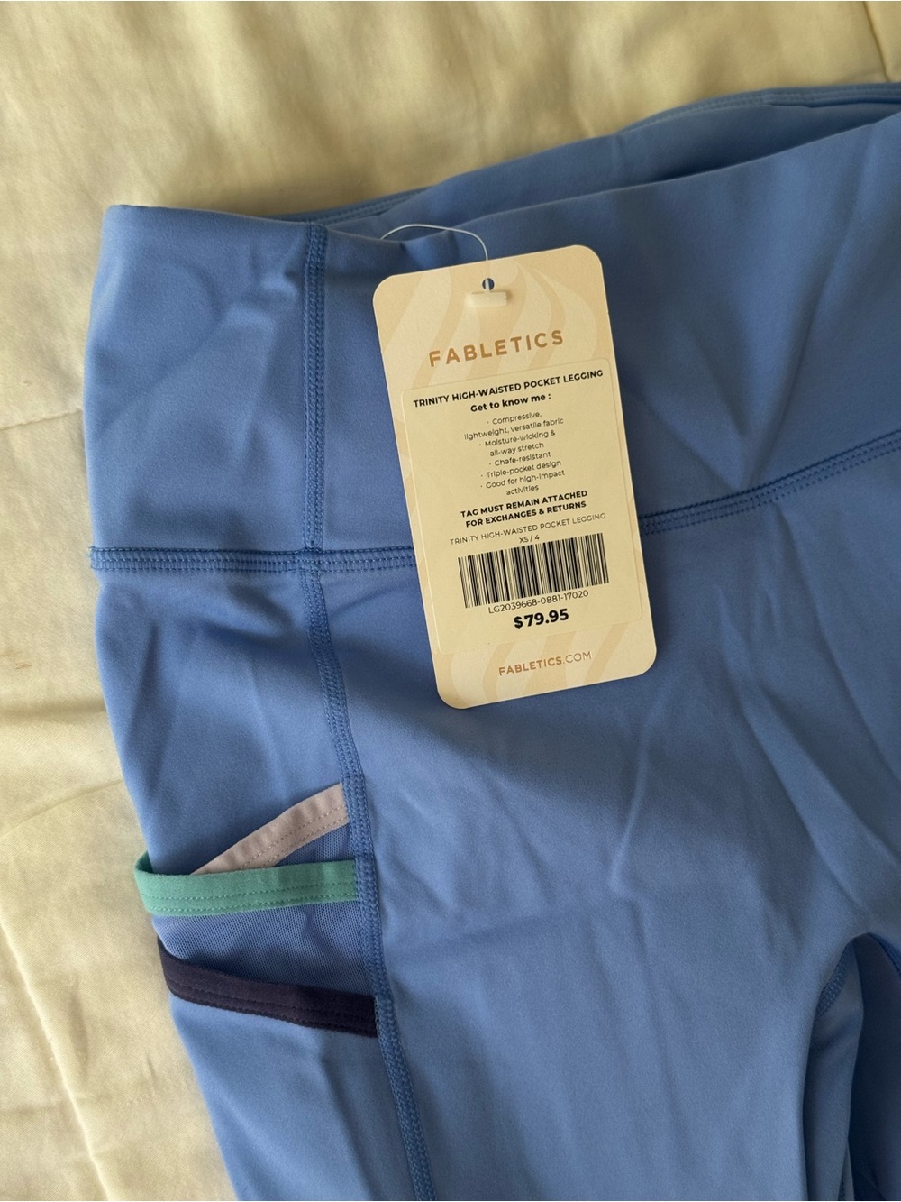 NWT Fabletics Sky Blue High-Waist Pocket Athletic Leggings